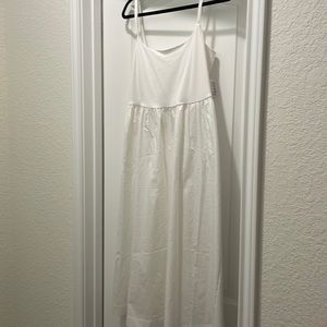 All white midlength dress